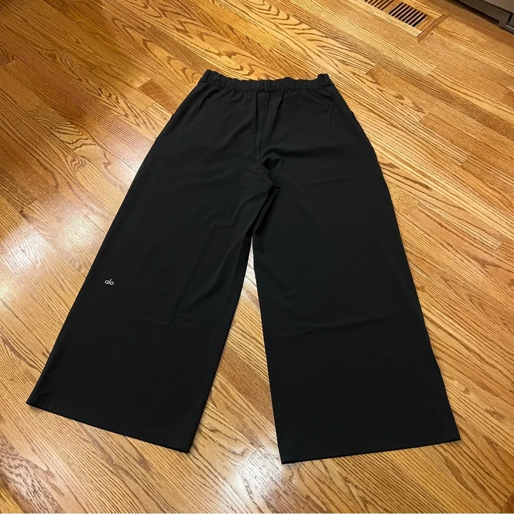 ALO Yoga High Waist Dreamscape Wide Leg Trouser Pants Black Size Large